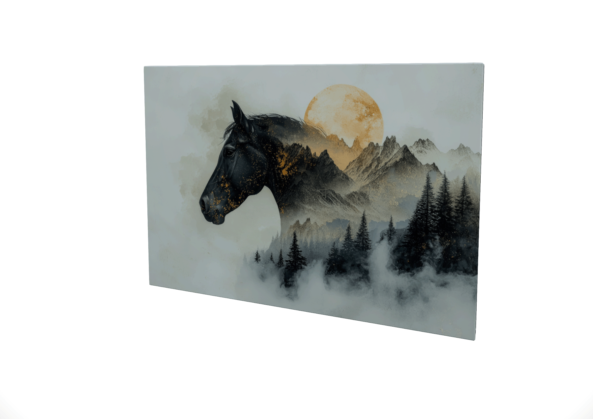 Horse and Mountains Glossy Aluminium Print